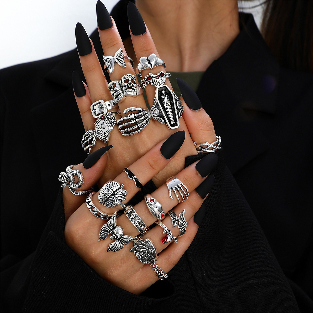 Vintage Punk Knuckle Rings Set - 23-delige set punk geometrische knokkelvingerringen voor