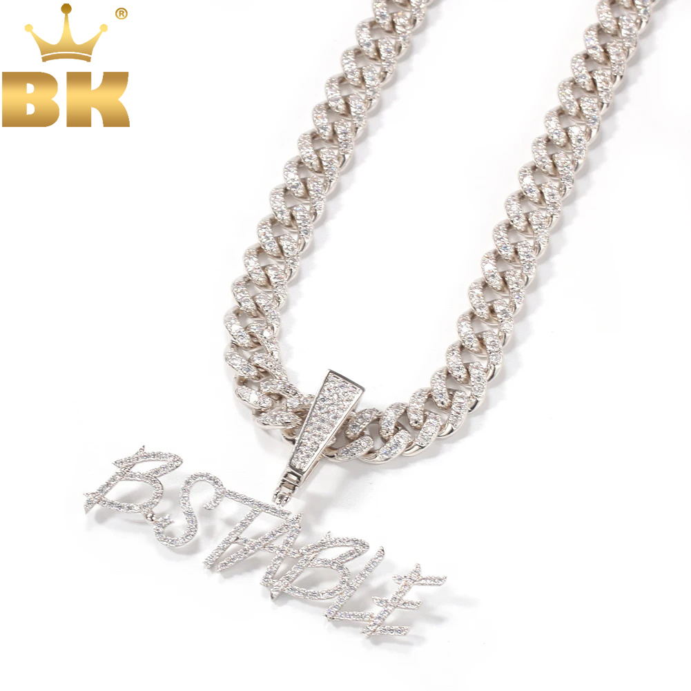 Cuban Link Chain 12Mm - Tbtk Aangepaste Naam Curisve Brief Hanger