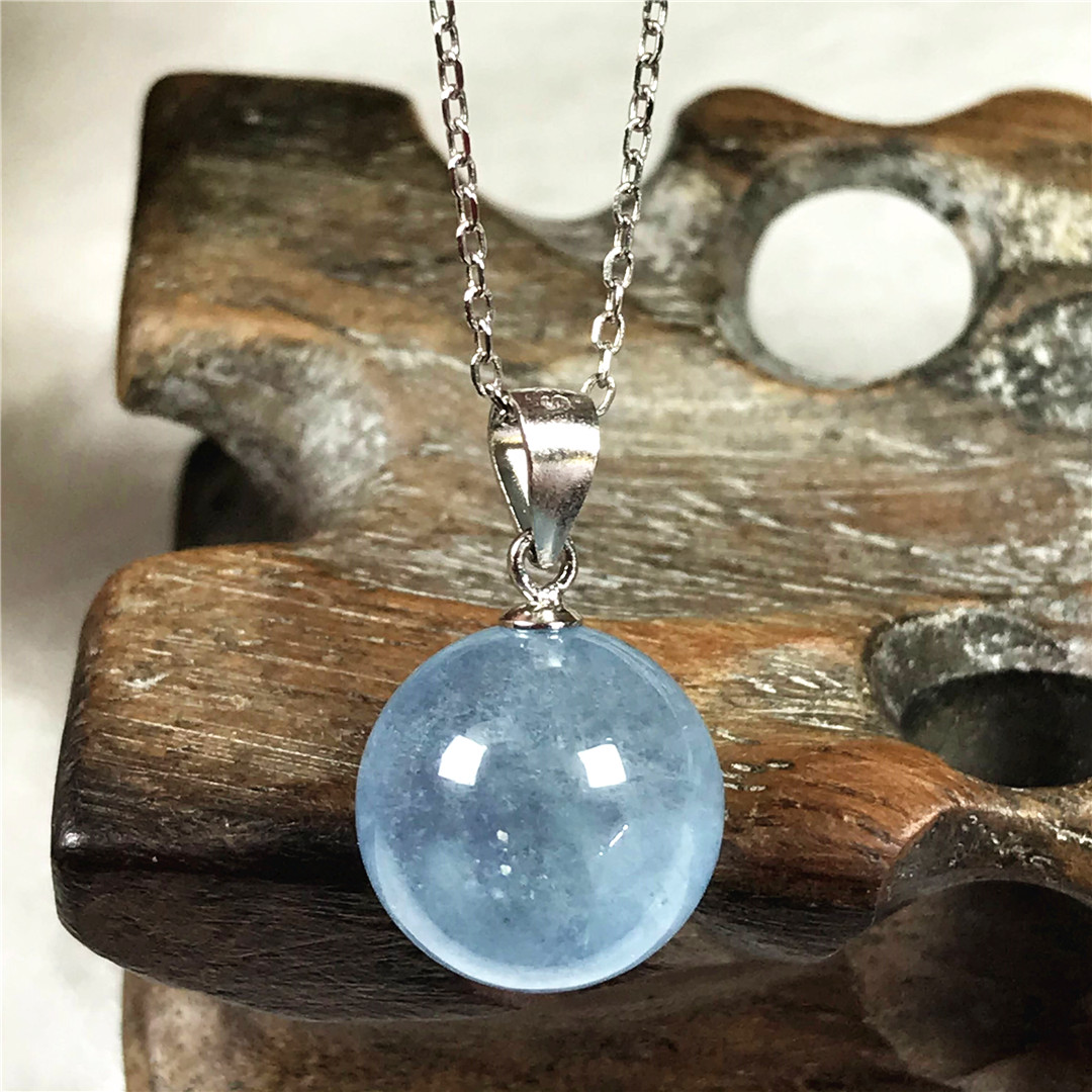 13Mm Natuurlijke Blauwe Aquama - 925 Sterling Silver Chain Necklace Men recensie en prijs