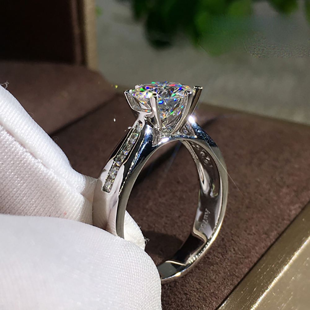 Aangepaste massief 14K Au585 w - Moissanite Engagement Ring 1 Carat recensie en prijs